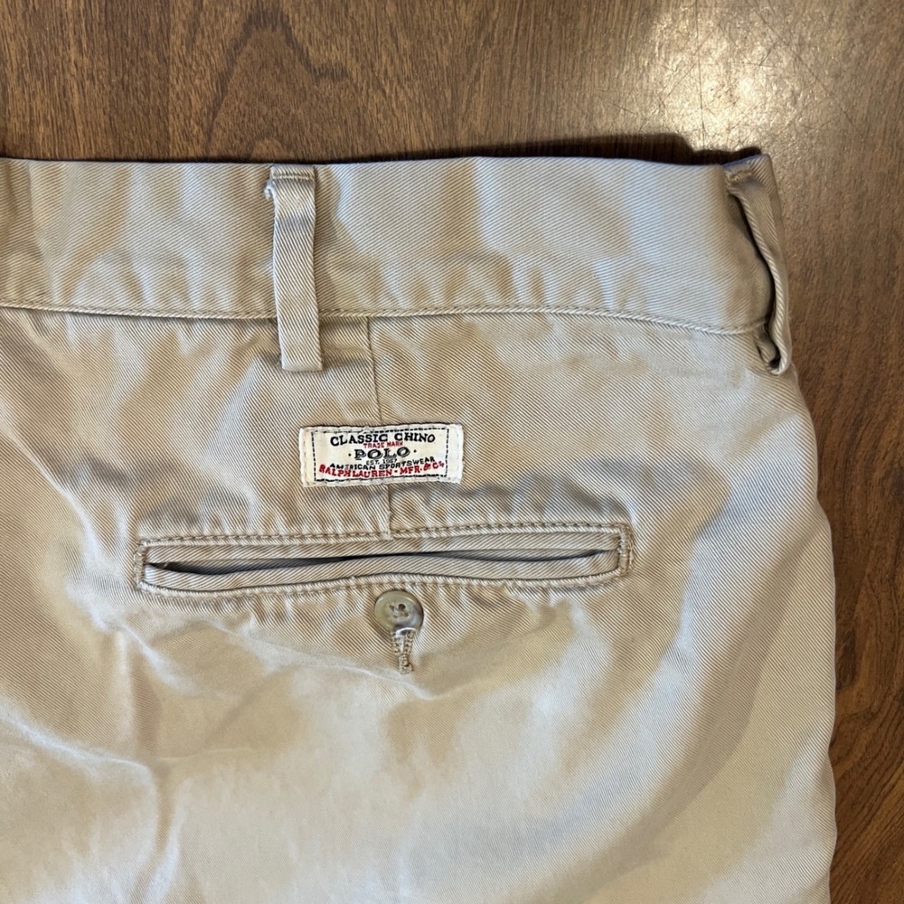 Polo Ralph Lauren Classic Chino Mens 38x30 Khaki Tan 100%‎ Cotton Twill Pants